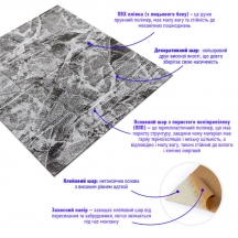 Самоклеющаяся 3D панель под черный мраморный камень 700x700x7мм (154)